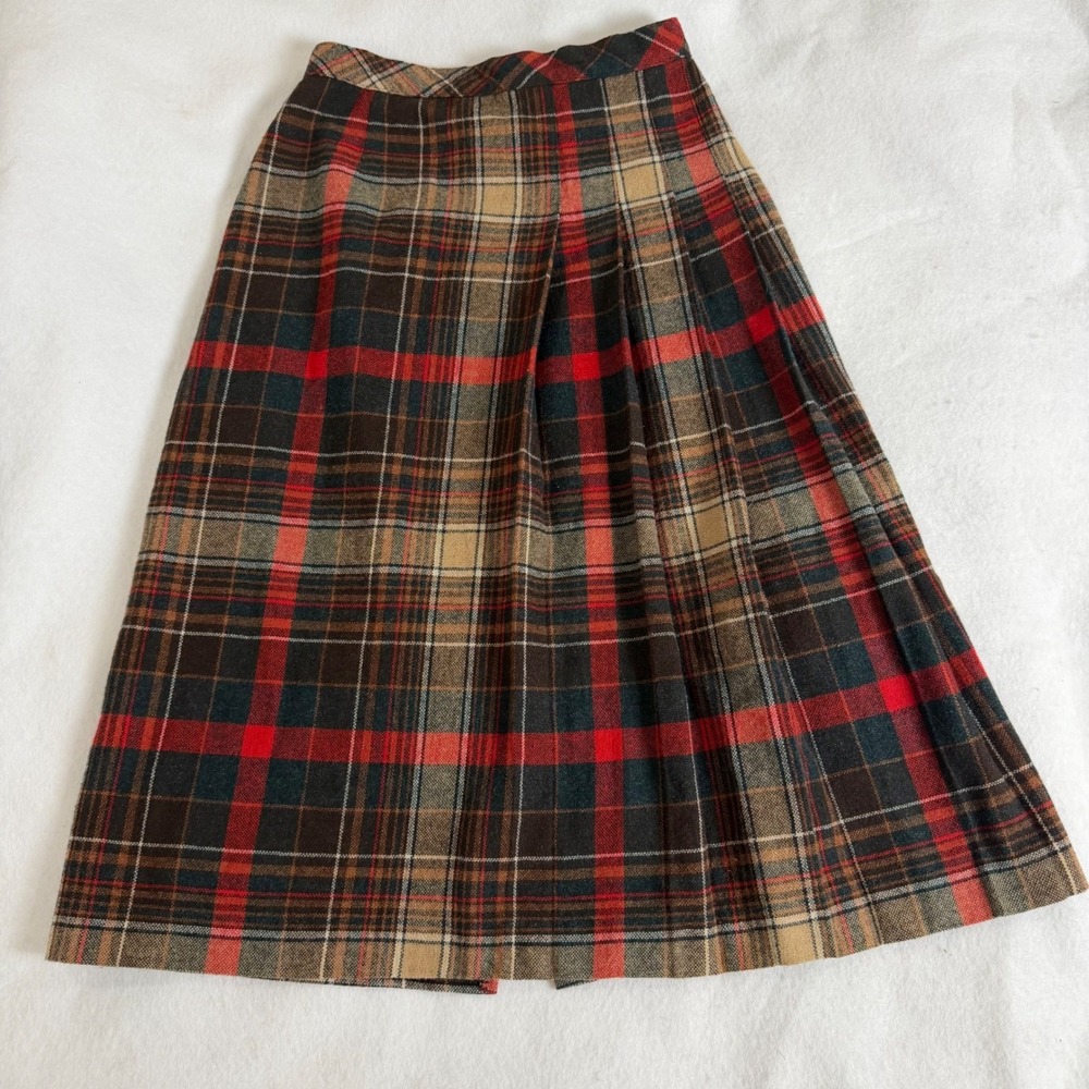 intage Bobbie Brooks Plaid Pleated Schoolgirl Skirt Made USA Midi 70s